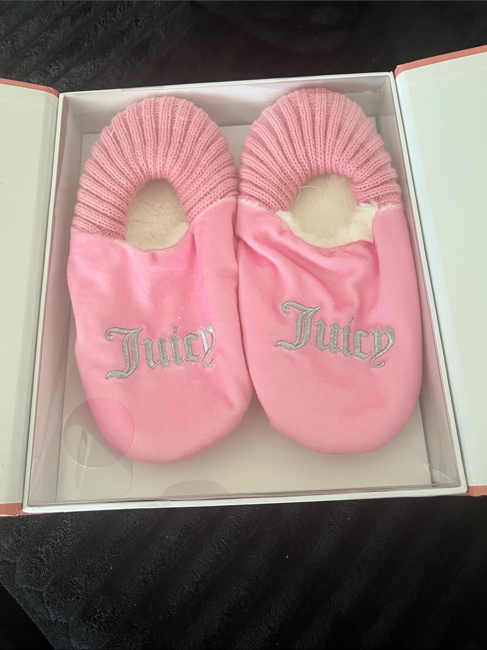 Juicy Couture Pink Heart Window Footlet Socks